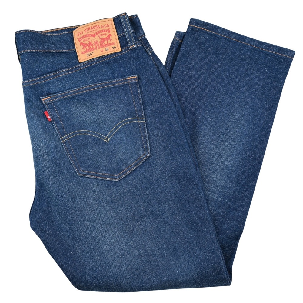 Levi's 514 Jeans 36x29 Blank Tab Blue Dark Wash Vintage Casual Men Denim